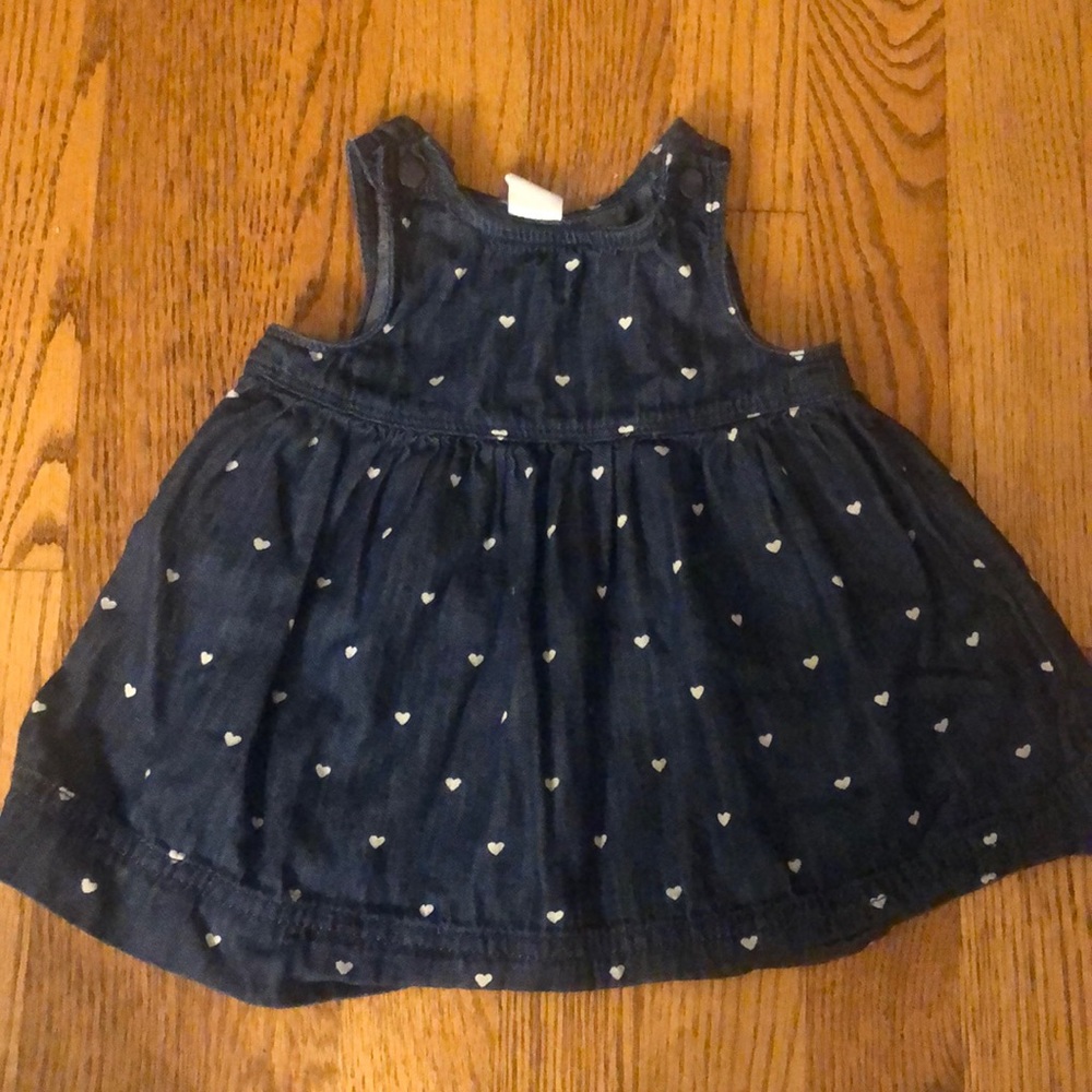 Gap Baby 3-6 Jean dress with white hearts.